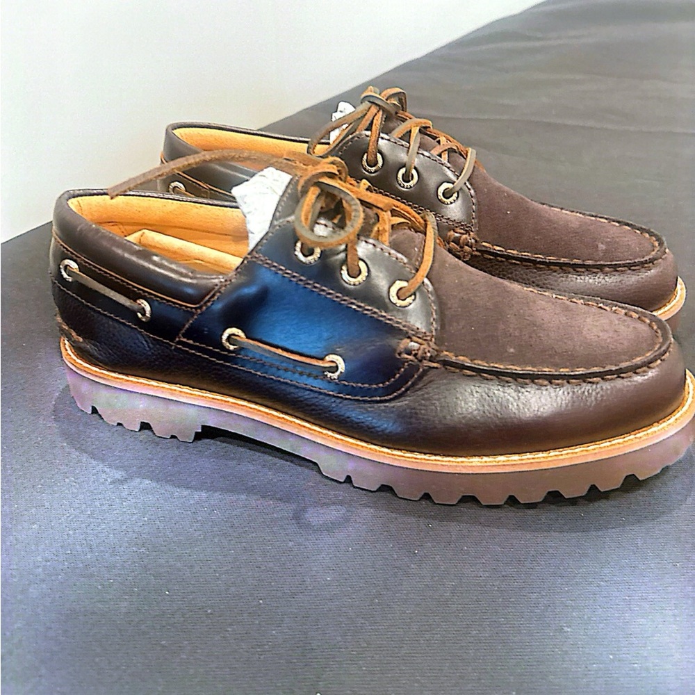 Sperry Brown Leather and Dark Brown Suede Lug Boat Shoes